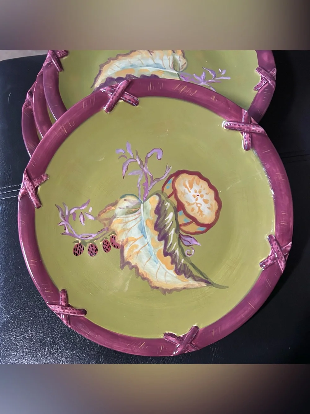 4- vintage Tracy Porter Papillon Collection 8” salad plates.
